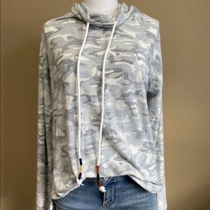 Camo cowl neck top